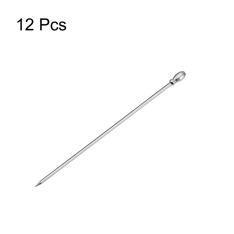 Metal Cocktail Toothpick Drink Picks Cocktail Skewers 12Pcs - Silver
