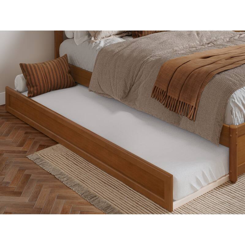 Roslyn Platform Bed with Modern Panel Footboard and Twin XL Trundle