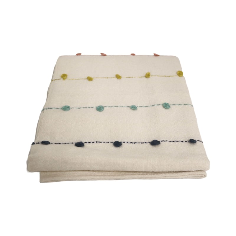 Home&Manor Handcrafted Wool & Cotton Throw Blanket - 48" x 60" IN - Multicolor