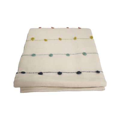 Home&Manor Handcrafted Wool & Cotton Throw Blanket