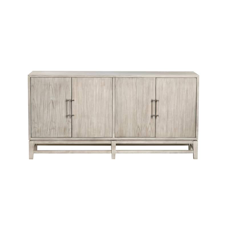 68 in. Cream Solid Wood 4 Door Media Credenza_Sideboard