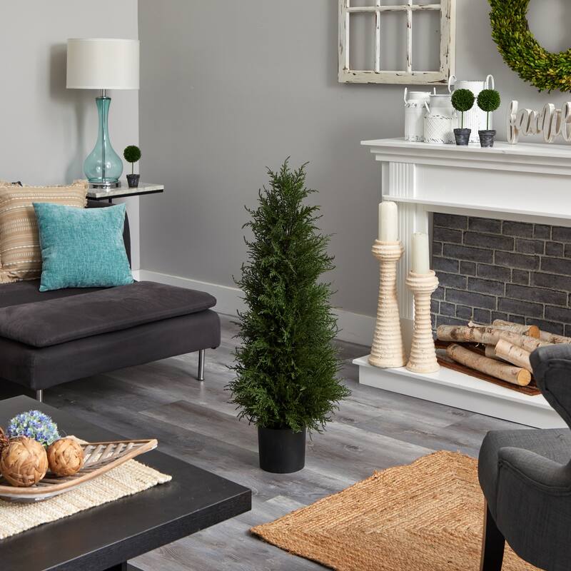 42" Artificial Tree with Black Planter - Home Office Decor, Modern Asian Style, Indoor Plant DÃ©cor - 3.5ft.