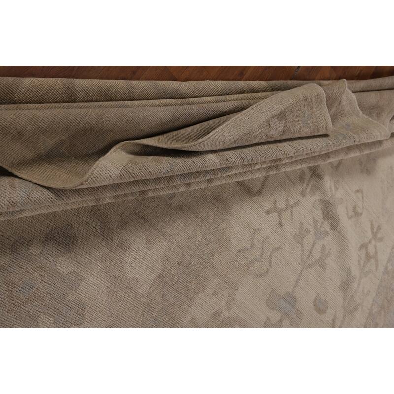 Vegetable Dye Oushak Oriental Large Rug Handmade Beige Wool Carpet - 10'5"x 14'4"