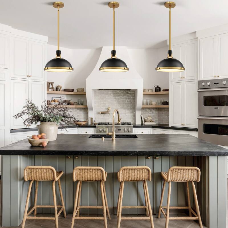 3-Light Farmhouse 3-Light Dome Chandelier Metal Pendant Light