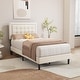 preview thumbnail 38 of 59, alazyhome Upholstered Platform Bed Frame with Button Tufting Headboard