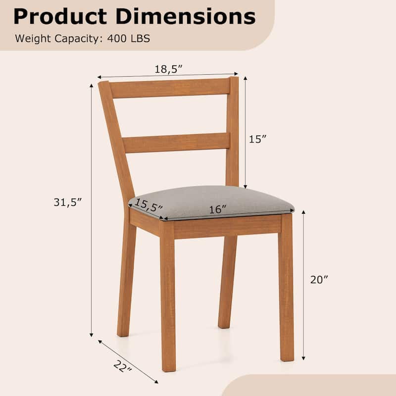 Costway Wooden Dining Chair Set of 2/4 Upholstered Seat & Breathable
