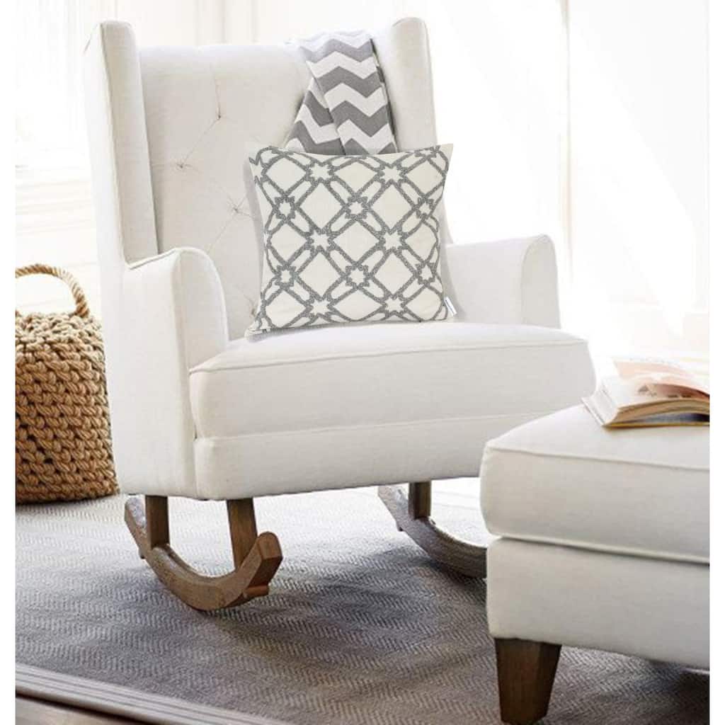 Interconnected Diamond Square Cotton Throw Pillow - 20" - Beige and Gray