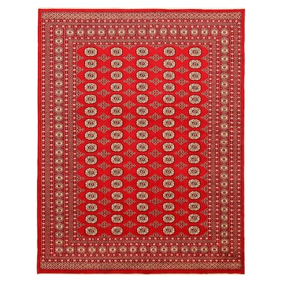 ECARPETGALLERY Hand-knotted Finest Peshawar Bokhara Dark Red Wool Rug - 7'11 x 10'3