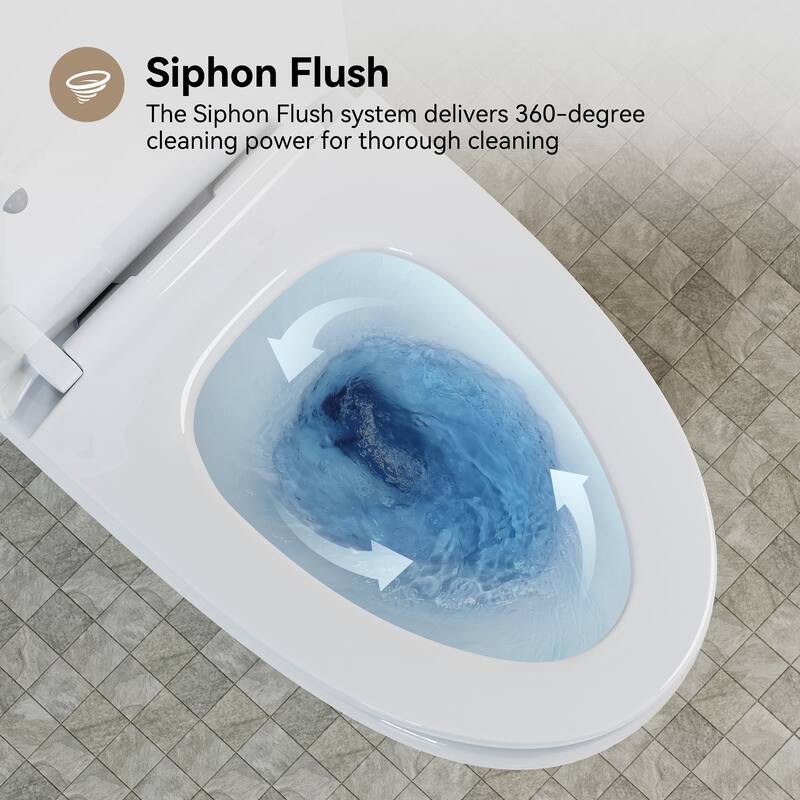 HOROW 1 Piece High Efficiency Dual Flush Elongated Toilet White 1.1/1.6 GPF Soft Close Seat - N/A