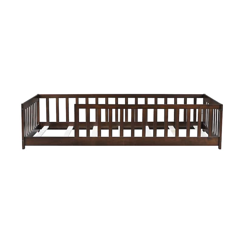 Twin Size Floor Bed with Fence without Door