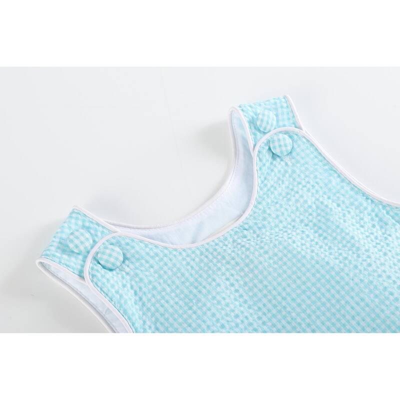 Classic Turquoise Seersucker Bubble Romper