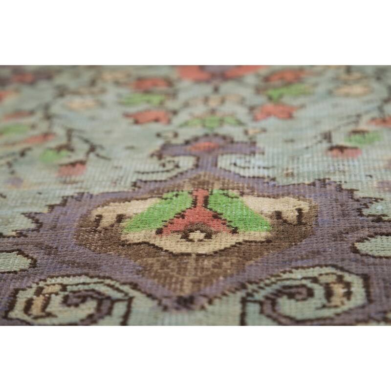 Blue Traditional Tabriz Persian Rug Hand-Knotted Floral Wool Carpet - 6'8"x 9'7"