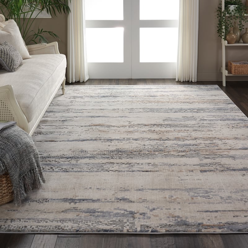 Rustic Textures Modern Country Abstract Area Rug - 9'3" x 12'9" - Beige - Rectangle