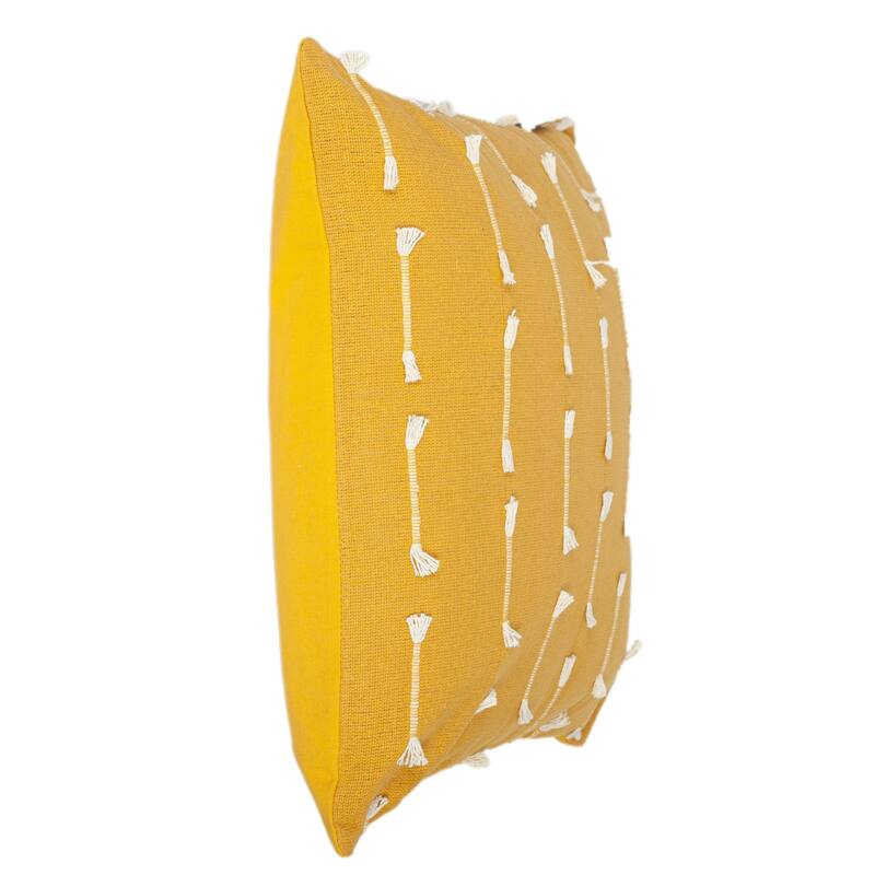 Striped Cotton Square Throw Pillow - 18" - Yellow and White
