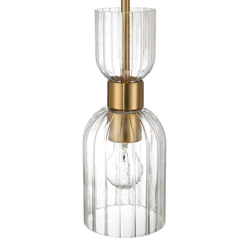 Josephine Metal and Clear Ribbed Glass Ceiling Light - 5.0"L x 5.0"W x 12.8"H