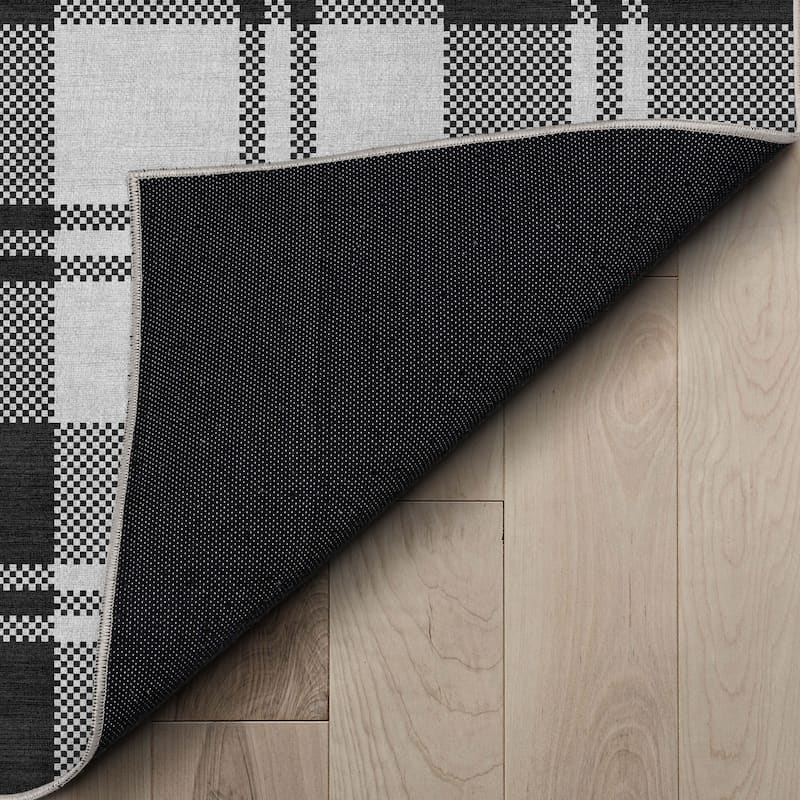 Well Woven Apollo Plaid Farmhouse Geometric FlatWeave Rug