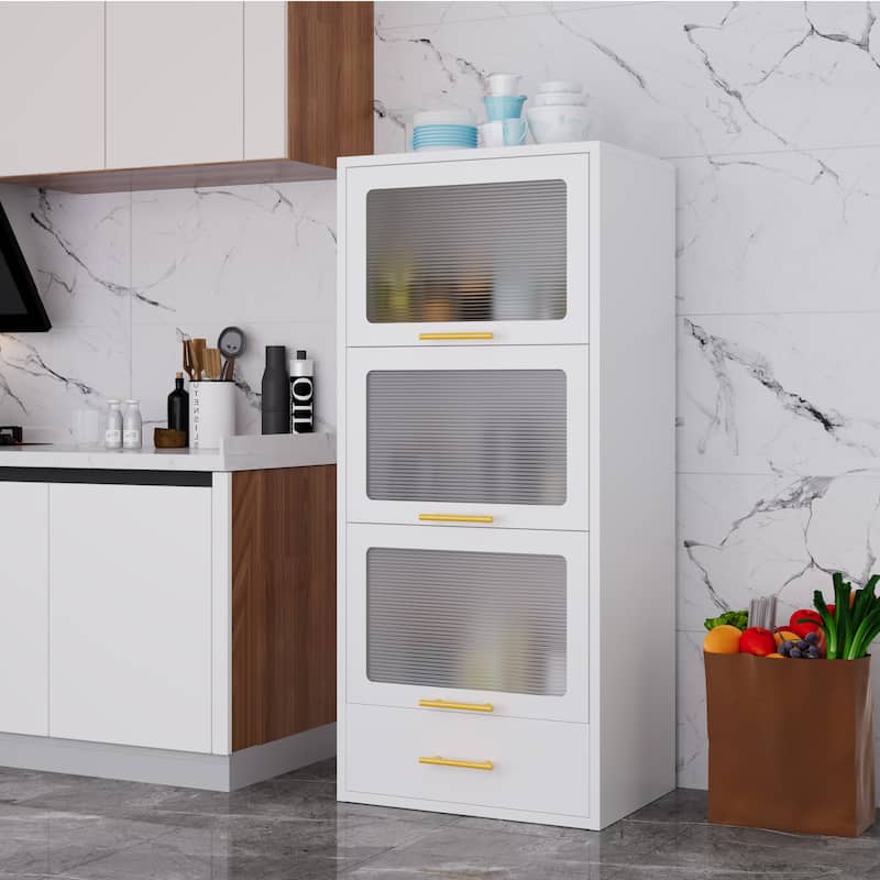 Freestanding Metal Display Storage Cabinet,Cupboard with Flip-up Acrylic Doors and Drawer