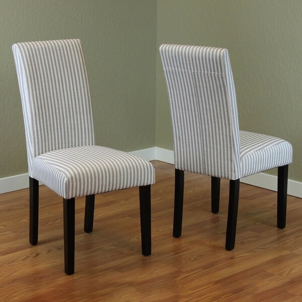 Villa Striped Linen Parsons Dining Chairs Set of 2 On Sale