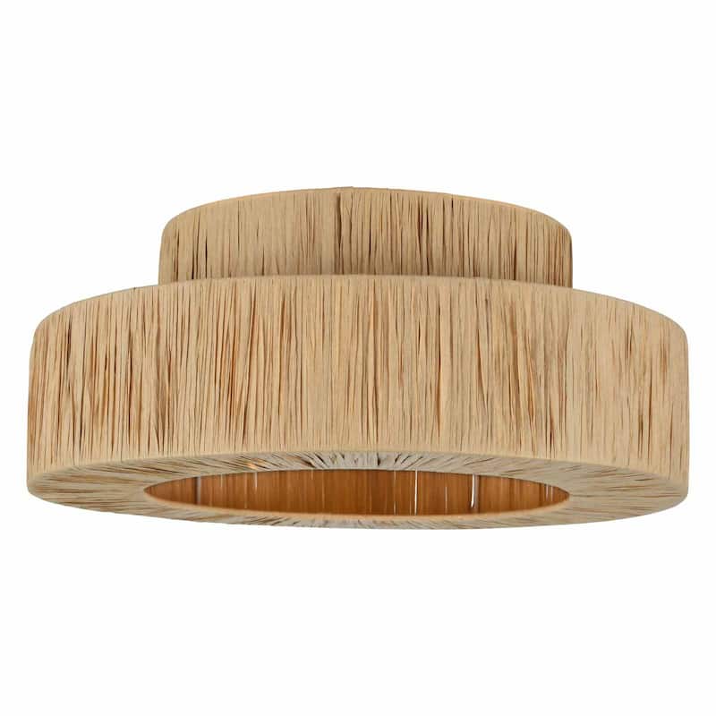 Maxax 1 - Light Raffia Dimmable Metal Drum Flush Mount