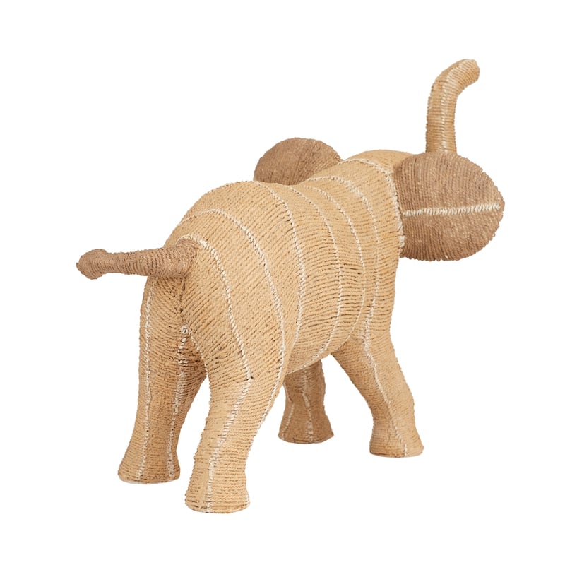 Beige Polystone Elephant Decorative Sculpture - 9 x 15 x 11