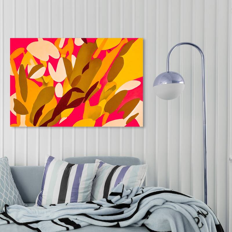Wynwood Studio Canvas Abstract Summer Splash Sunset Yellow and Tropical Wall Art Canvas Print - 30 x 45