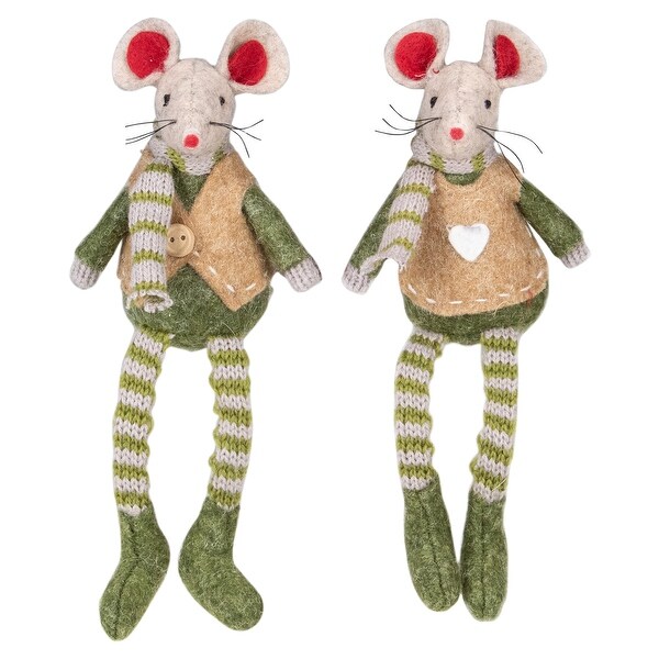 Set of 2 Boy and Girl Mice Christmas Ornaments 7.5". Opens flyout.