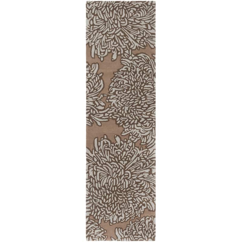 Martha Stewart by SAFAVIEH Chrysanthemum Wool Rug - 2'3" x 8' Runner - Driftwood/Grey
