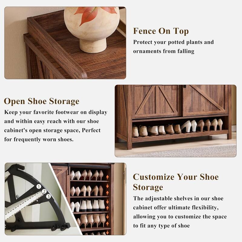 Farmhouse Shoe Storage Cabinet, Shoe Organizer, Shoe Rack Cabinet