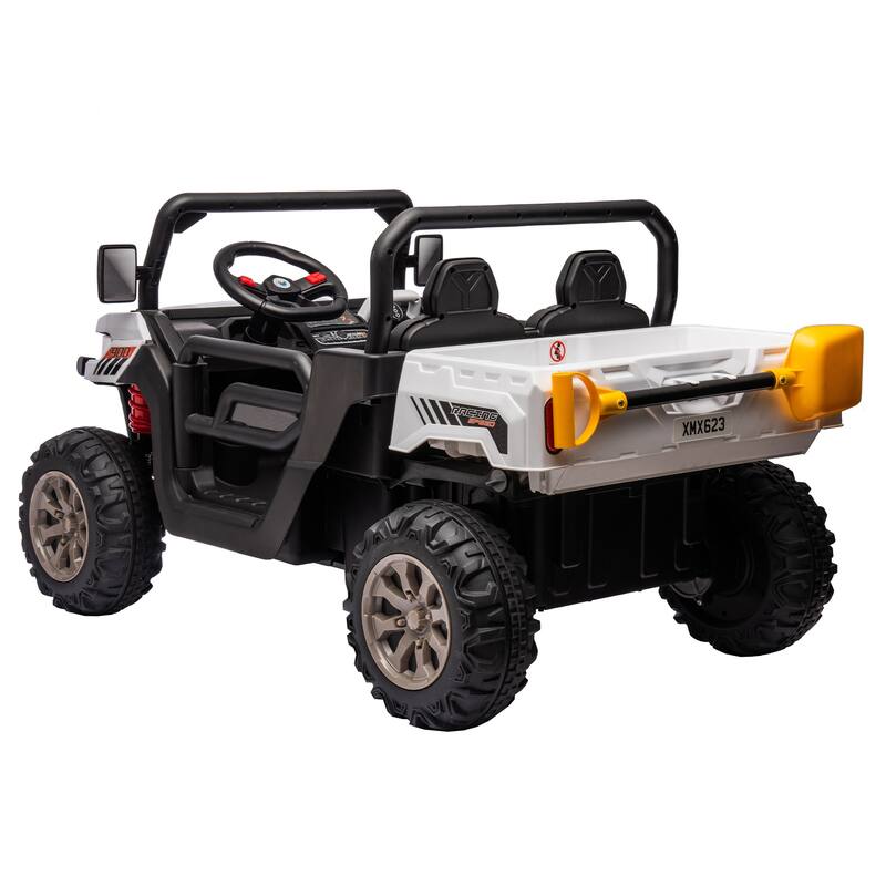 24V Kids Ride-On Dump Truck, Remote Control, Realistic Dump Bed, Two-Seater, Ages 3-8
