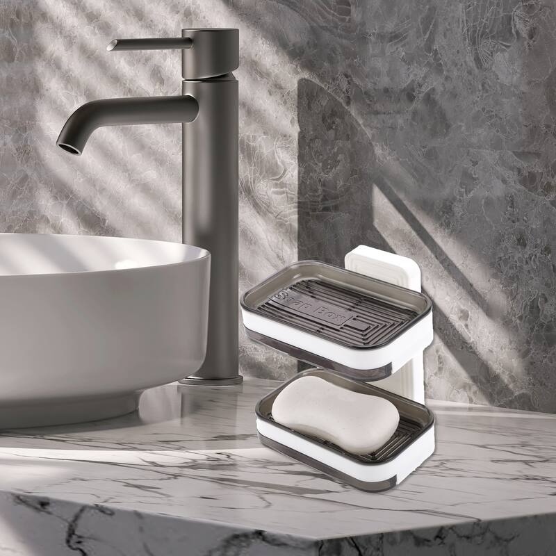 Wall Mounted Single Layer Soap Dish for Bathroom Kitchen - Gray - Double Layer