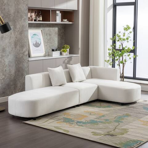 Modern Luxury L-shape Sectional Sofa Chenille Upholstered Sofa, Double Circular Seat Chaise, Lounge Couch for Living Room
