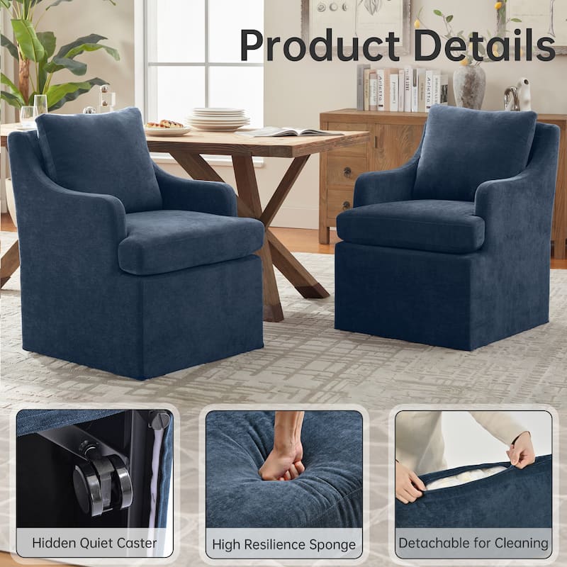 Upholstered Dining Chairs, Modern Kitchen Chairs Dinner Chairs with 4 Casters