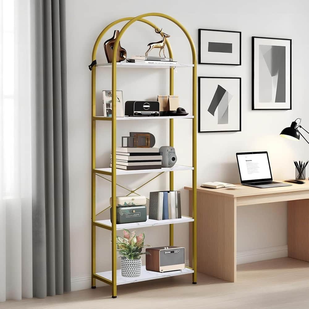 5-Tier Modern Storage Arched Display Rack, Bookshelf for Bedroom, Living Room - N/A