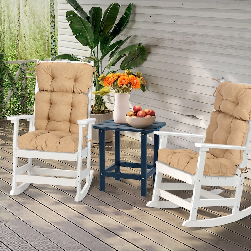 Aoodor Outdoor 45"x 22" x5" Tufted High Back Cushions Patio Replacement Chair Cushion with Ties, Set of 2 - 45" x 22" x 5"