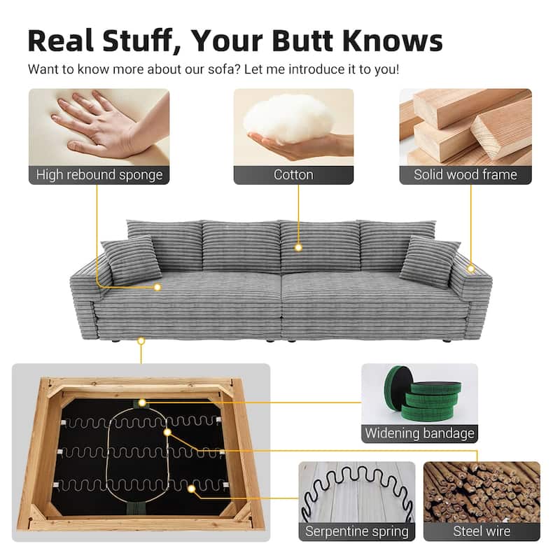 Deep Seat Couches with Soft Pillows and Movable Ottoman,Convertible Sofa Lounge Chair