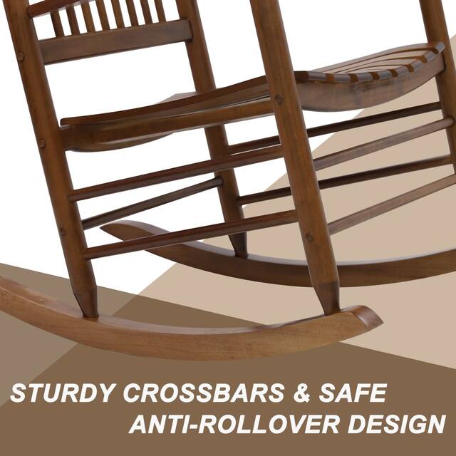 VEIKOUS Wood 3-piece Outdoor Rocking Chair and Folding Table Set