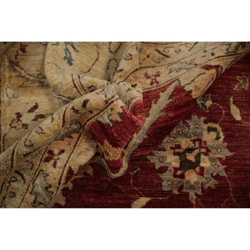 Hand Knotted Oriental 100% Wool Carpet Traditional All-Over Red Ziegler Area Rug - 13' 3'' X 9' 10''