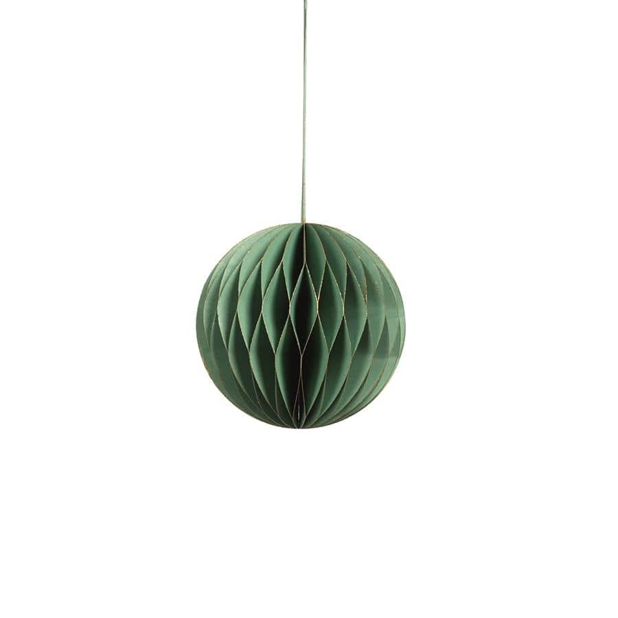 Miriam 5" Paper Deco Ball Ornaments- Green, Set of 12