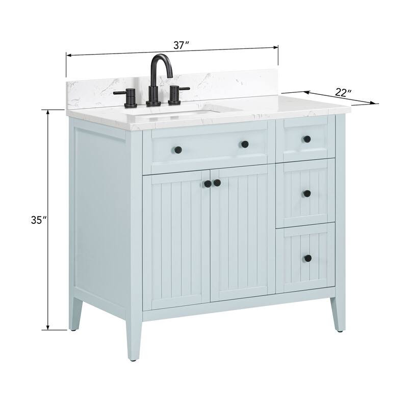 Avanity LAYLA-VS37-E Layla 36" Free Standing Single Basin Vanity Set - Ice Blue