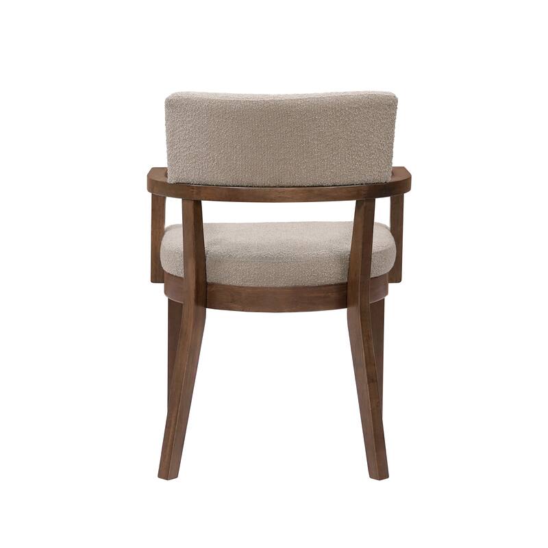 Christopher Knight Home - Mid-Century Modern Boucle Upholstered Dining Chair Set with Wood Frame - Set of 2