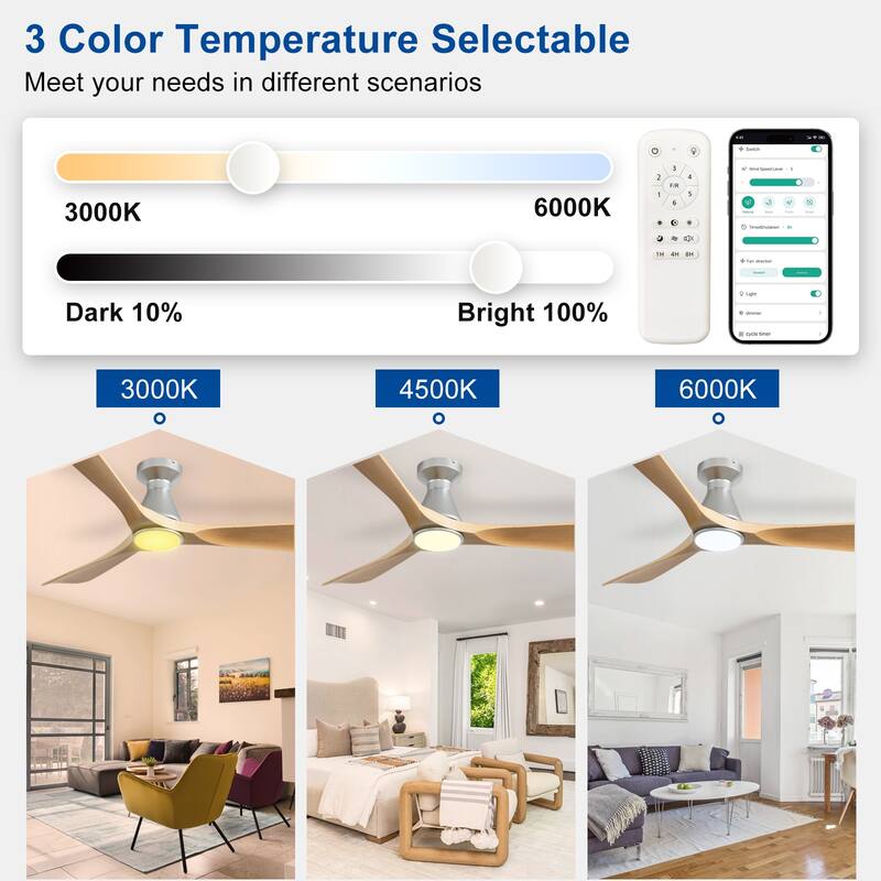 Ceiling Fans with Lights and APP: Flush Mount Low Profile Ceiling Fan for Bedroom - Dimmable Indoor Outdoor Fan