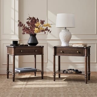 Derk Transitional 26"Tall 1-Drawer End Table With Built-In Charging Ports Set of 2 By HULALA HOME