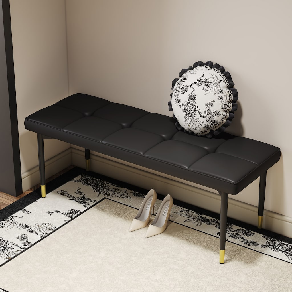 Modern Bench with Tufted Cushionon,Space-Saving Solution for Apartments