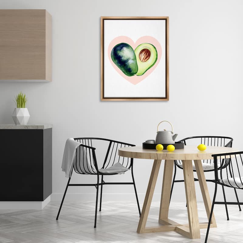 Stupell Heart Shaped Avocado Framed Floater Canvas Wall Art Design By Lil' Rue
