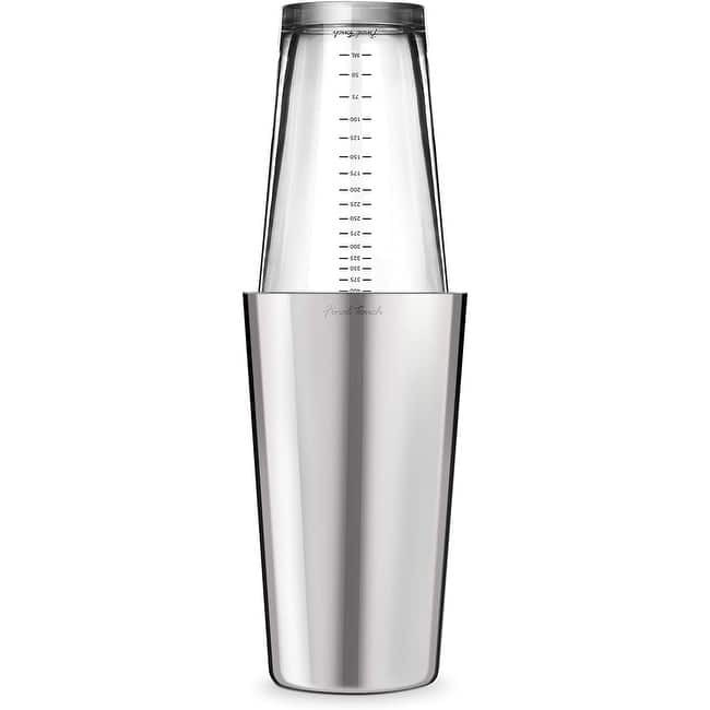 Final Touch Boston Shaker with Silicone Seal and Measurements - Glass - 15 oz - shaker - 27 oz - 2 Piece - Glass - 15 oz - shaker - 27 oz 