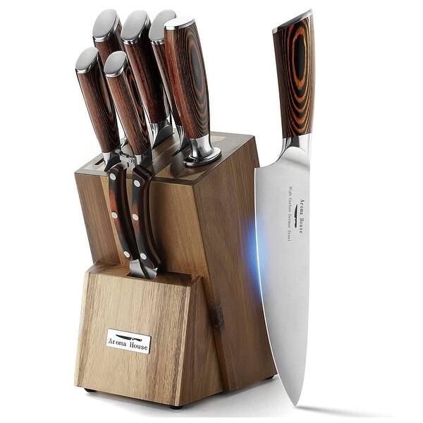 Chef Cleaver Knife Set with Block,Professional Kitchen Knife Set, High