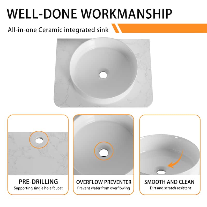 Bathroom Vanity With Sink In 24/30 Inch, Floating Bathroom Vanity With Soft Close Door