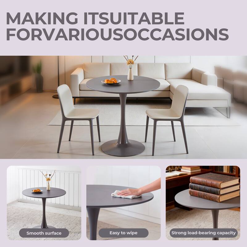 31.5" Mid-century Dining Table for 2-4 people With Round MDF Table Top, Pedestal Dining Table, Coffee Table