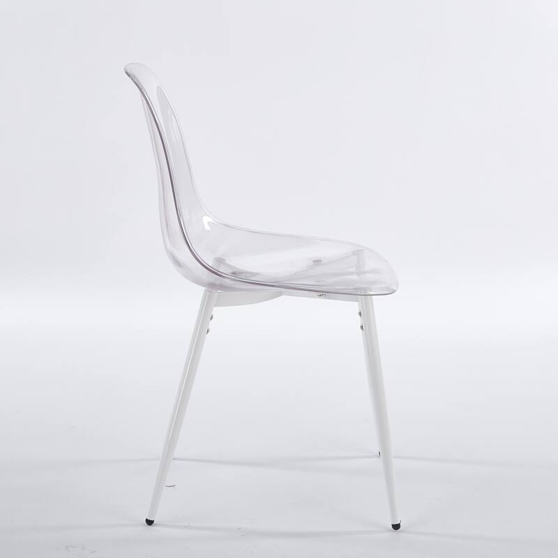 Transparent Shell Dining Chairs, Metal Legs Modern Design, Set of 4