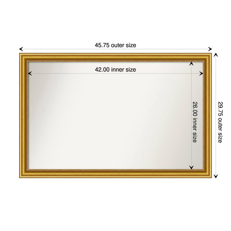 Townhouse Gold Framed Non-Beveled Custom Wall Mirror, Bathroom Vanity Mirror - Outer Size: 45.75 x 29.75